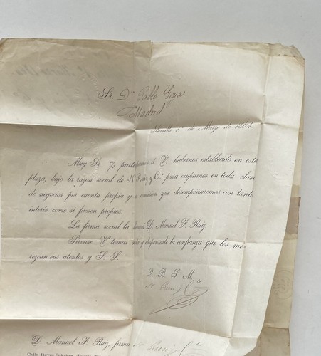 1864 Spain Letter & Sheet Cover From Sevilla To Madrid Stamp 4c - Picture 5 of 6