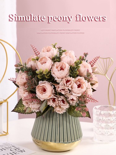 Ramo de boda nupcial blanco flor falsa seda artificial rosas peonía decoración del hogar☋ - Imagen 15 de 23