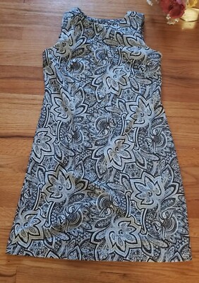 Talbots Shift Dress Medium Petite Sleeveless Round Neck Midi