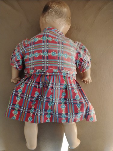 Muñeca de composición Horseman 16", muñeca durmiente, ojos marrones, cuerpo de tela vintage - Imagen 2 de 6