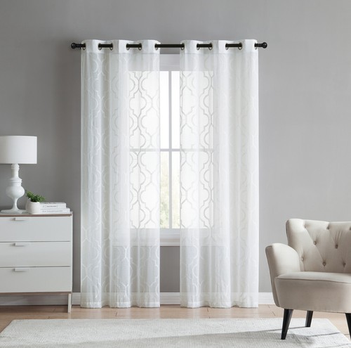 2 Pack: VCNY Home Charlotte Trellis Curtain Panels - Assorted Colors & Lengths - Picture 7 of 13