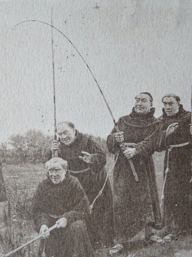 Fishing Theme MONKS THURSDAY FISHING c1903 W. Dendy Sadler Postcard by Woodbury - Picture 2 of 4