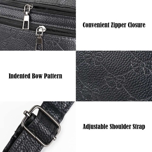 Black Stylish Travel Women Soft Leather Shoulder Crossbody Bag Handbag for Work - Picture 10 of 10