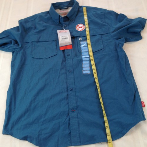 NUEVO CON ETIQUETAS COLEMAN Camisa de hombre manga corta con botones completos azul ventilada camping senderismo L - Imagen 5 de 12