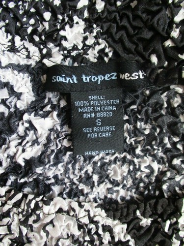 SAINT TROPEZ WEST BLACK & WHITE CRINKLE STRETCHY SLEEVELESS TOP SIZE L - Picture 4 of 4