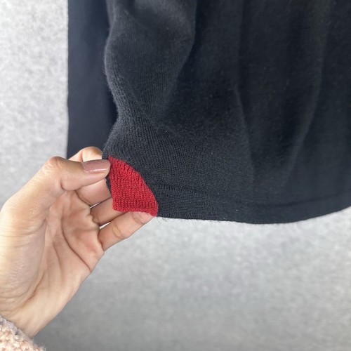 Vintage Sweater Mens XL Black Merino Wool Blend Knit Crew Neck Pullover Casual - Picture 6 of 13