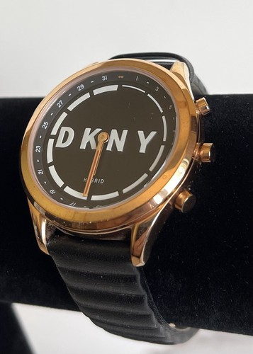 DKNY NYT6102 Womens Black Leather Analog Dial Hybrid Smart Watch Used - Picture 7 of 11