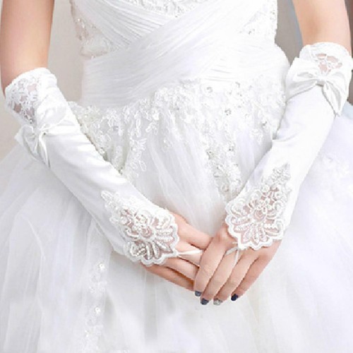 Lots Bride Wedding Party Evening Dress Fingerless Costume Lace/Satin Gloves - Picture 44 of 75