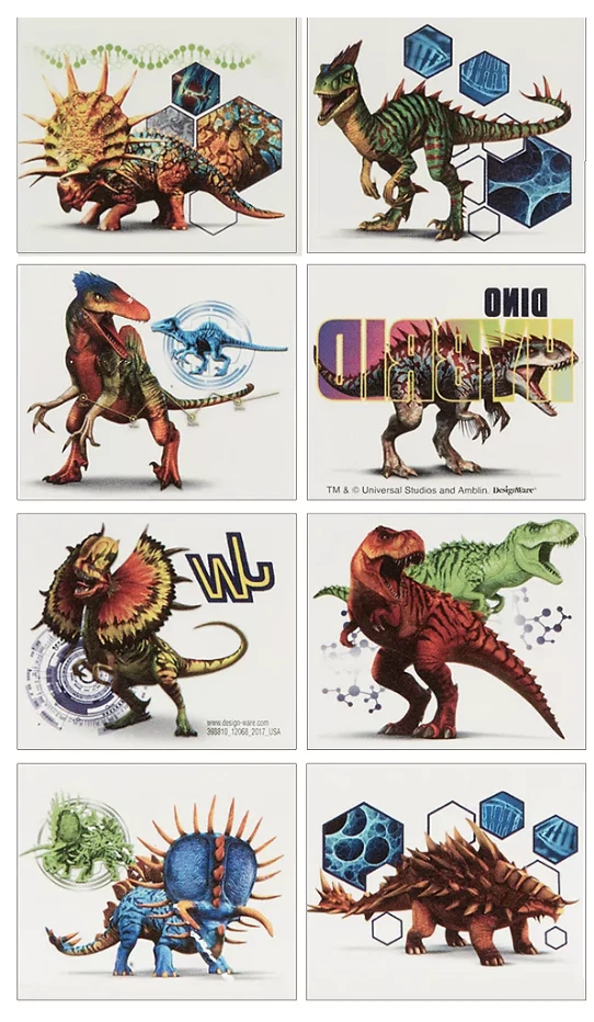 Jurassic World Tatuajes Temporales Fiesta de Cumpleaños Favores Suministros 2 Hojas Dinosaurio Foto 2 de 2