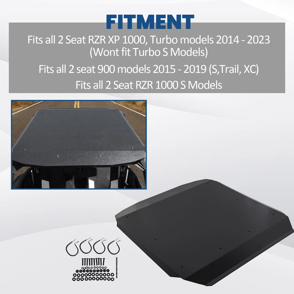 Thick 1/4" Hard Plastic Roof Top For Polaris RZR 900 S / RZR S 1000 2014-23 Foto 4 de 4