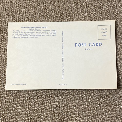 President Eisenhower Library Abilene Kansas Vintage Postkarte UNBESPOSTED - Bild 2 von 11