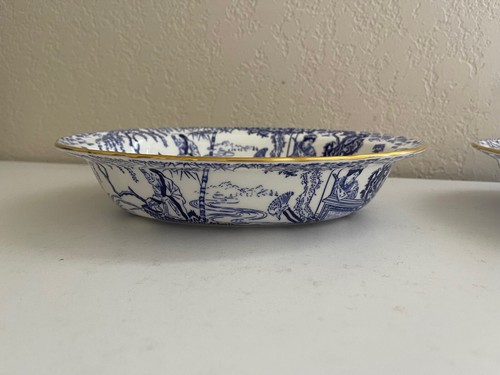 Royal Crown Derby Mikado Pattern Porcelain Pair of Oval Vegetable Bowls - Picture 12 of 16