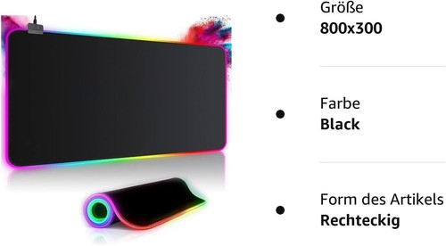 Gaming Mauspad RGB Mousepad 800x300mm XXL LED Farben Wasserdicht Computer F144 - Bild 9 von 9