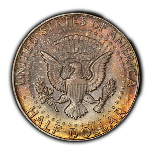 1964 50c Kennedy Half Dollar - Thick Pastel Rainbow Toning - BU - SKU-H3362