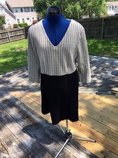 Anthropologie Ganni Crossknit Dress Off White/Black Combo L