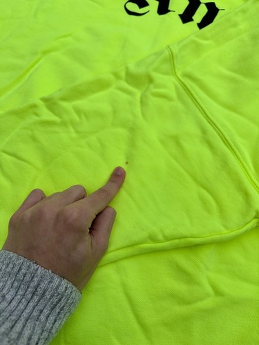 Authentic Palm Angels Sweatshirt Back Logo Print Neon Green Hoodie size L - Picture 6 of 17