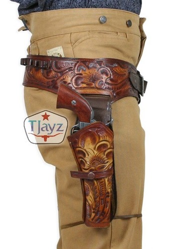 OUTLAW HIGH QUALITY 44 45 DOUBLE  Holster Gun Belt Drop TOOL LEATHER Western RIG - Picture 7 of 27