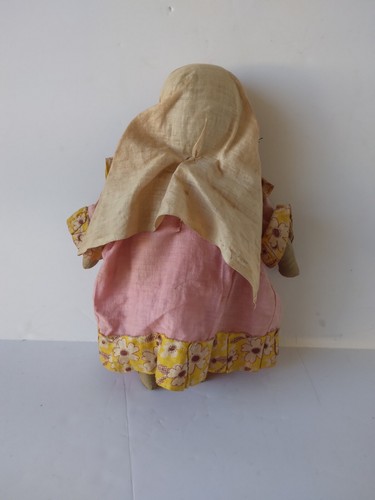 Antique Cloth Doll Hand Painted Folk Art Oil Cloth Doll - Bild 9 von 15