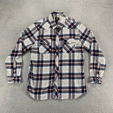 Lee Shirt Mens Large Gray Button Up Plaid Western Long Sleeve Pearl Snap