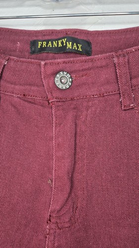FRANKY MAX Mens 32 X 31 Red Distressed Denim Jeans Pants - Picture 5 of 9