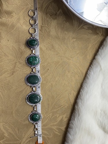 ๐925 Silver Malachite Necklace, Bracelet, Earrings, Ring/7 - Picture 8 of 11