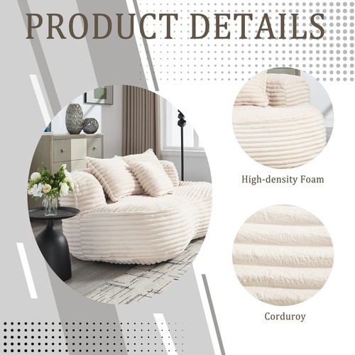 Durable Bean Bag Sofa, High-Back Lounge Chair, Soft Accent Floor Couch - Picture 6 of 33