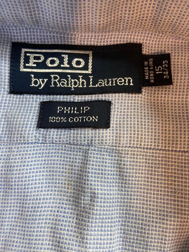 Polo Ralph Lauren Mens 15 34/35 Shirt Button Down Blue Checkered Career Preppy - Picture 4 of 9