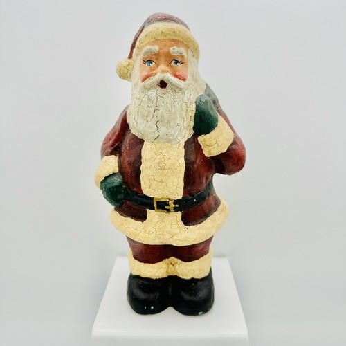 Primitive Paper Mache Christmas Santa Figurine The Heart of Newburgh 9” Vintage
