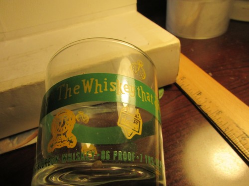 Vintage- Old Charter Bourbon " Didn't Watch The Clock"  Whiskey Glass-3 1/2 nice - Picture 4 of 7