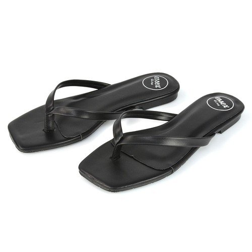 Womens Thong Strap Flat Sandals Ladies Square Toe Casual Slip On Flip Flops Size - Picture 23 of 52