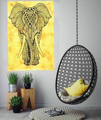 Yellow Tie Dye Wall Hanging Tapestry Cotton Handmade Boho Hippie Home Decor Art - Picture 59 of 78