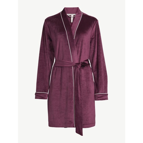 Joyspun Velour Knit Robe and Eye Mask Set, 2-Piece-Metro Burgundy XL 16-18 -NWT - Picture 7 of 11