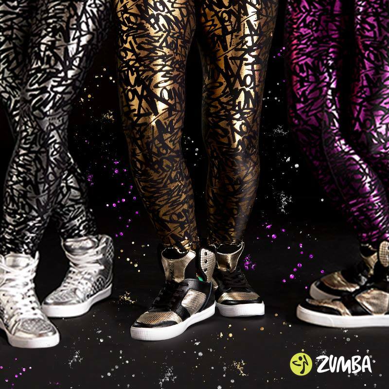 Zumba Find Your Shine Perfect Long Leggings Smokin' SILVER Foil Metallic RARE!! image 2
