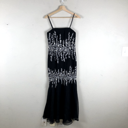 Jovani Dress Women 6 Black White Embroidered Formal Quiet Luxury Elegant Classic - Picture 4 of 18