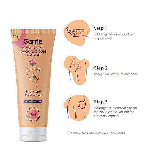 Sanfe Brightening Back and Bum Cream 50g - for uneven, dark and patchy bum - Picture 7 of 7