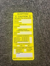 Brady Yellow Scafftag Caution Incomplete Scaffold Tag Insert, 7-5/8" x 3-1/4"