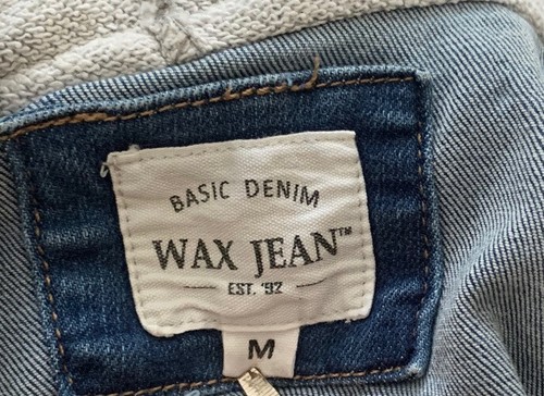 Hooded Denim Jacket Jr's M Sweatshirt Style Sleeves & Hood Pockets by Wax Jeans - Picture 12 of 12