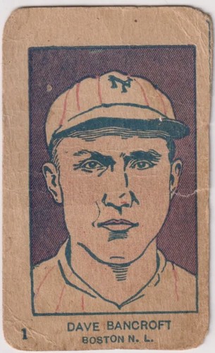 1925 W512 Baseball Streifen Karte #1 Dave Bancroft Boston NL
