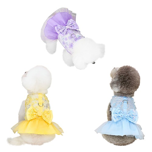 Dog Blingbling Princess Dress Pet Lace Tutu Dresses Bow Button Puppy Skirt