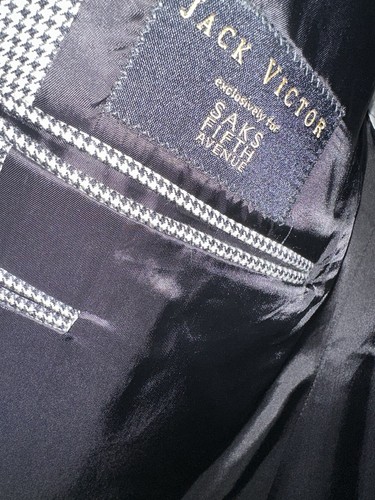 Jack Victor Mens Blazer Pure Cashmere Houndstooth SELBYWOOD $1,395 Sz 48L Long - Picture 10 of 15
