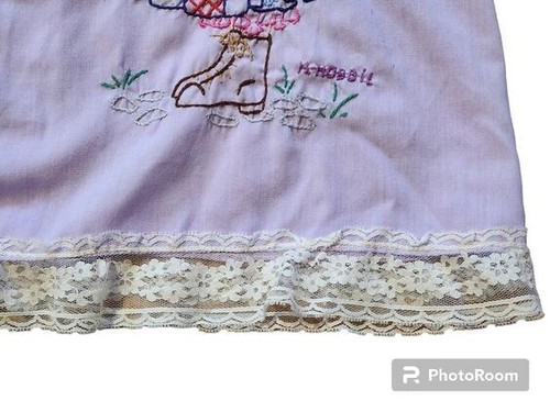 Vintage Handmade Kids Doll Dress Embroidered Holly Hobbie Design Size Unknown - Picture 3 of 14