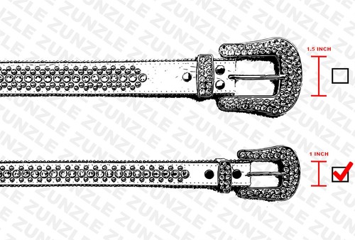 BB Simon Skinny Kish Belt Clear Ice Crystal White Silver 30 32 34 36 38 40 42 - Picture 3 of 4