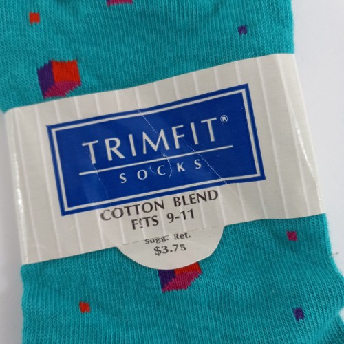 Vintage Trim Fit Socks Children's Size 9-11 Teal Red Purple Geometric New - Picture 3 of 4