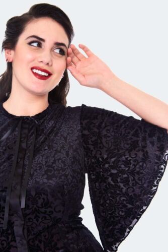 Devore Retro Flutter Sleeve Vintage Style Blouse - Picture 3 of 5