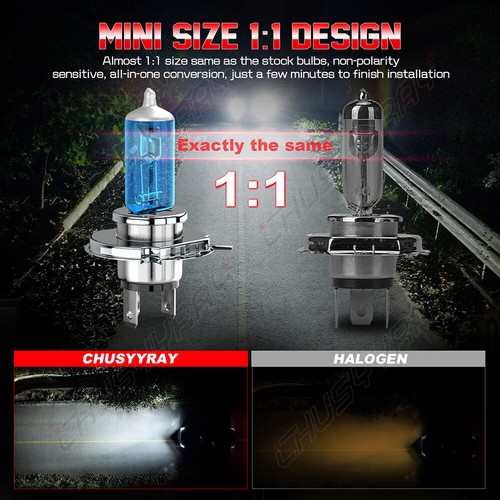Chusyyray 55W 4000LM H4 Halogen Conversion Headlight KIT 5000K Bulbs Xenon White - Picture 2 of 12