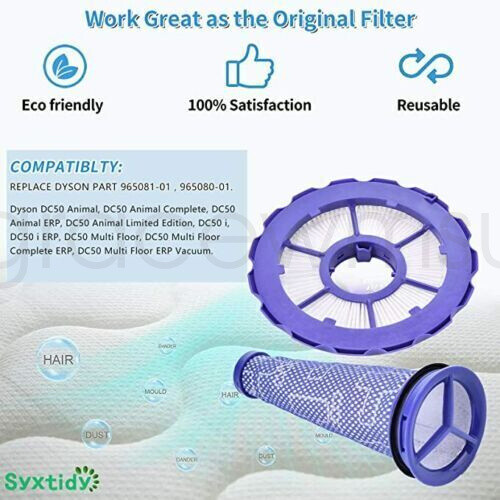For DYSON DC50 animal vacuum cleaner front and rear motor filter kit washable - Picture 2 of 12