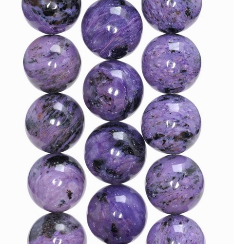 "Piedras preciosas charoite 14 mm grado aa cuentas sueltas redondas 8" - Imagen 2 de 4