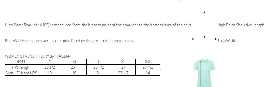 Camiseta raglán manga 3/4 Next Level 6951 premium de felpa francesa borde crudo para mujer Foto 2 de 4