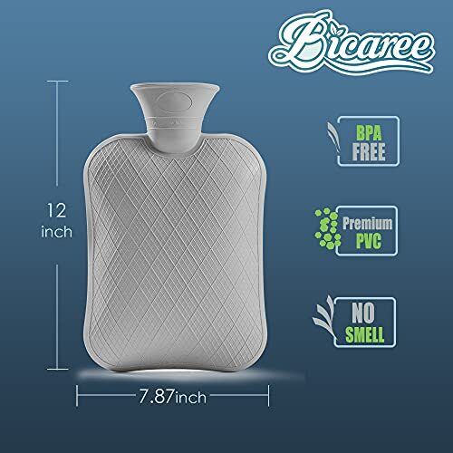 Hot Water Bottle with Cover, 2L PVC Hot Water Bag for Neck, Shoulder Pain and - Picture 3 of 8