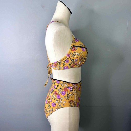 Time and Tru Floral Push Up Bikini Top Size L High Waist Swimsuit Bottoms Size S - Picture 4 of 12